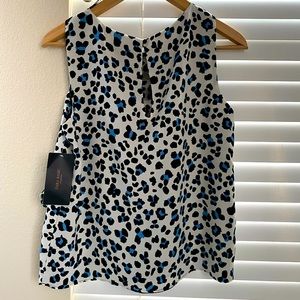 Zara medium sleeveless top blue leopard print